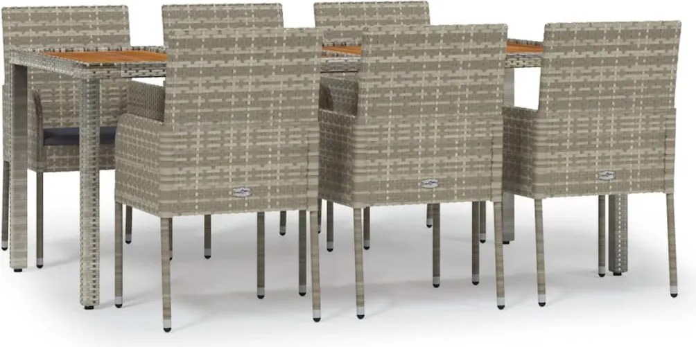 vidaXL Set mobilier de grădină cu perne, 7 piese, gri, poliratan