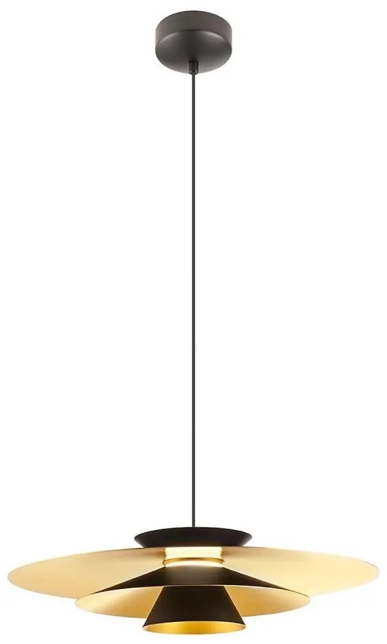 Redo 01-3001 - Lustră suspendată pe cablu FARGO LED/16,5 W/230 V, Ø 50 cm, negru/auriu