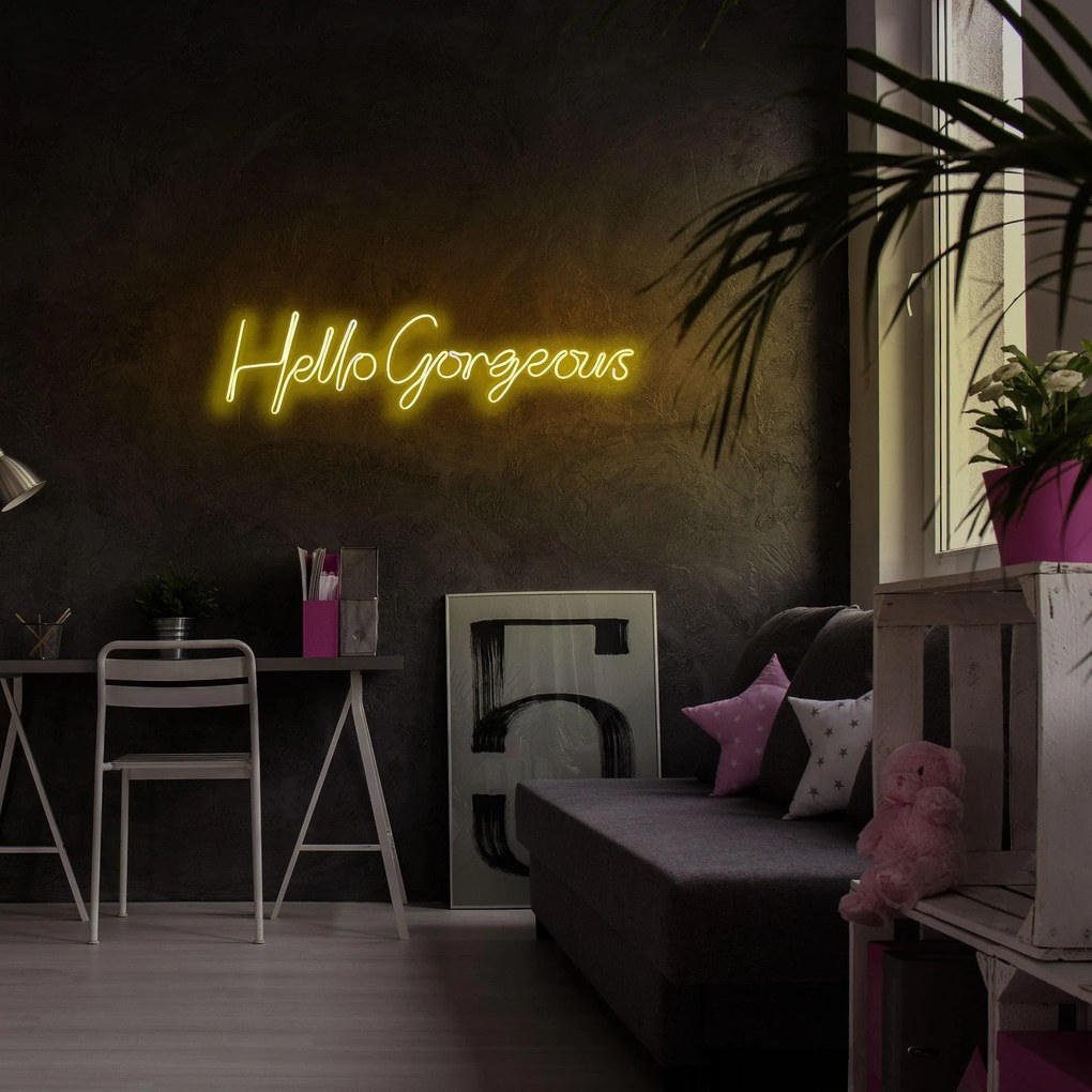 Aplica de Perete Neon Hello Gorgeous, 75 x 18 cm