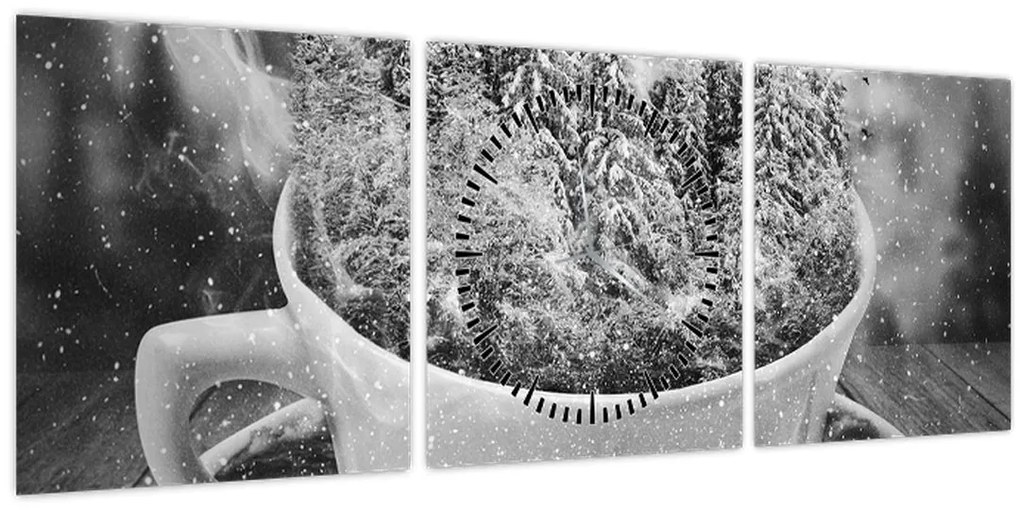 Tablou - O ceașcă de natură (cu ceas) (90x30 cm)