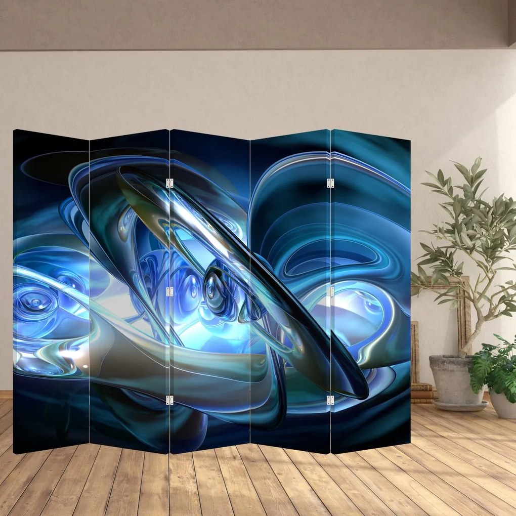 Paravan - Fractalii în albastru (210x170 cm)
