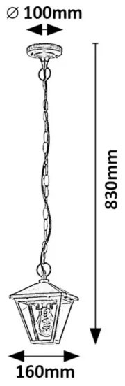 Lustră pe lanț de exterior PARAVENTO 1xE27/40W/230V IP44 Rabalux 7149