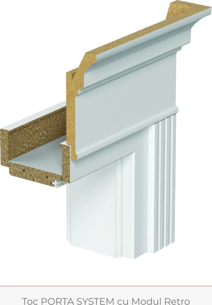 Usa de interior PORTA VIENA cu modul Retro - Pervaz de tip capitel si Cornisa Vopsea Standard, 140-180 mm, Alb