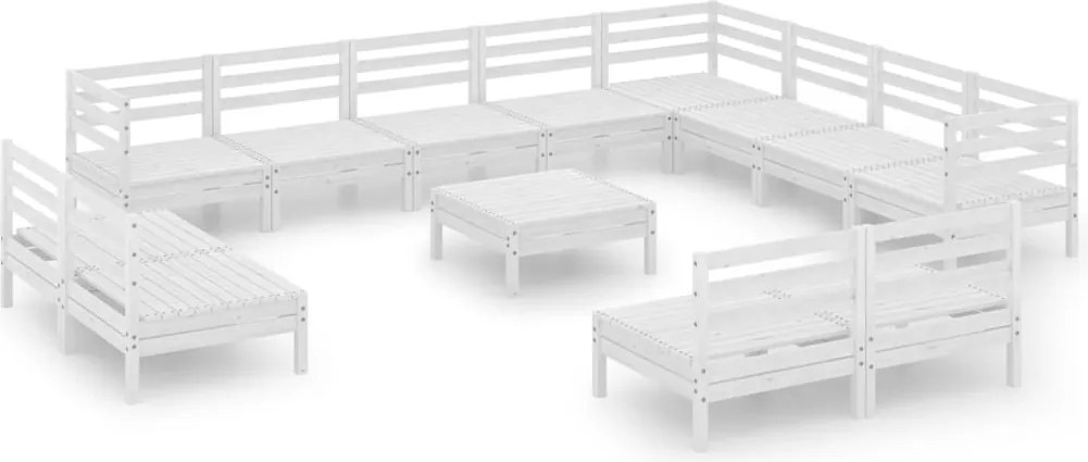vidaXL Set mobilier de grădină, 13 piese, alb, lemn masiv de pin