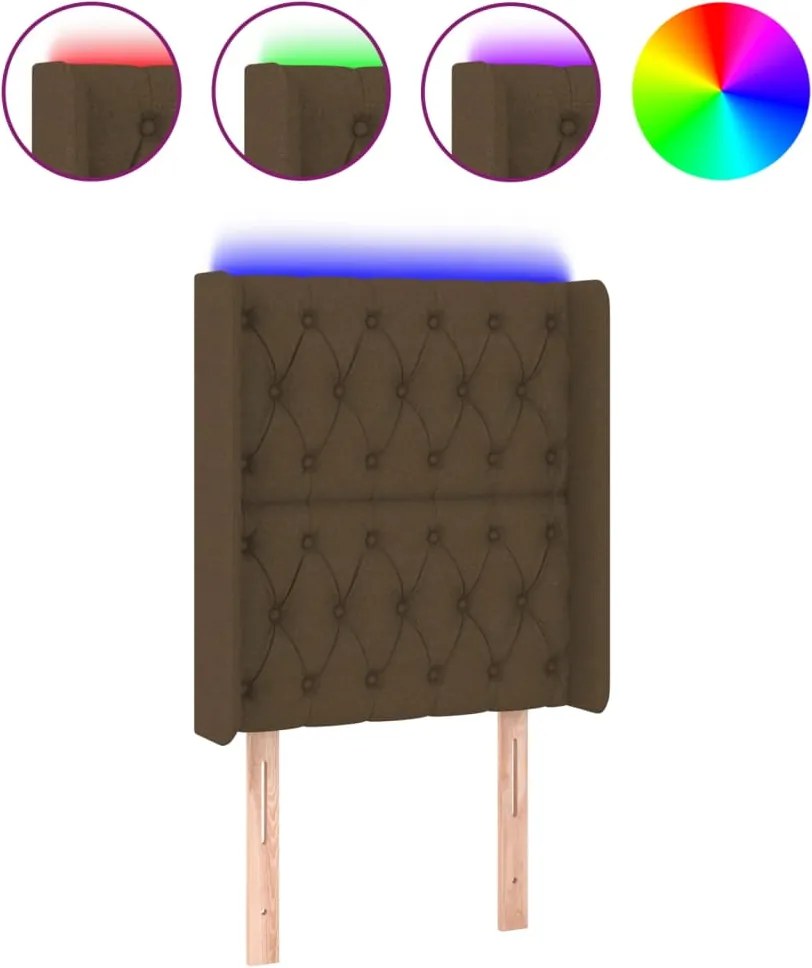 vidaXL Tăblie de pat cu LED, maro închis, 83x16x118/128 cm, textil