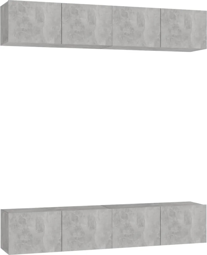 vidaXL Dulapuri TV, 4 buc., gri beton, 80x30x30 cm, lemn prelucrat
