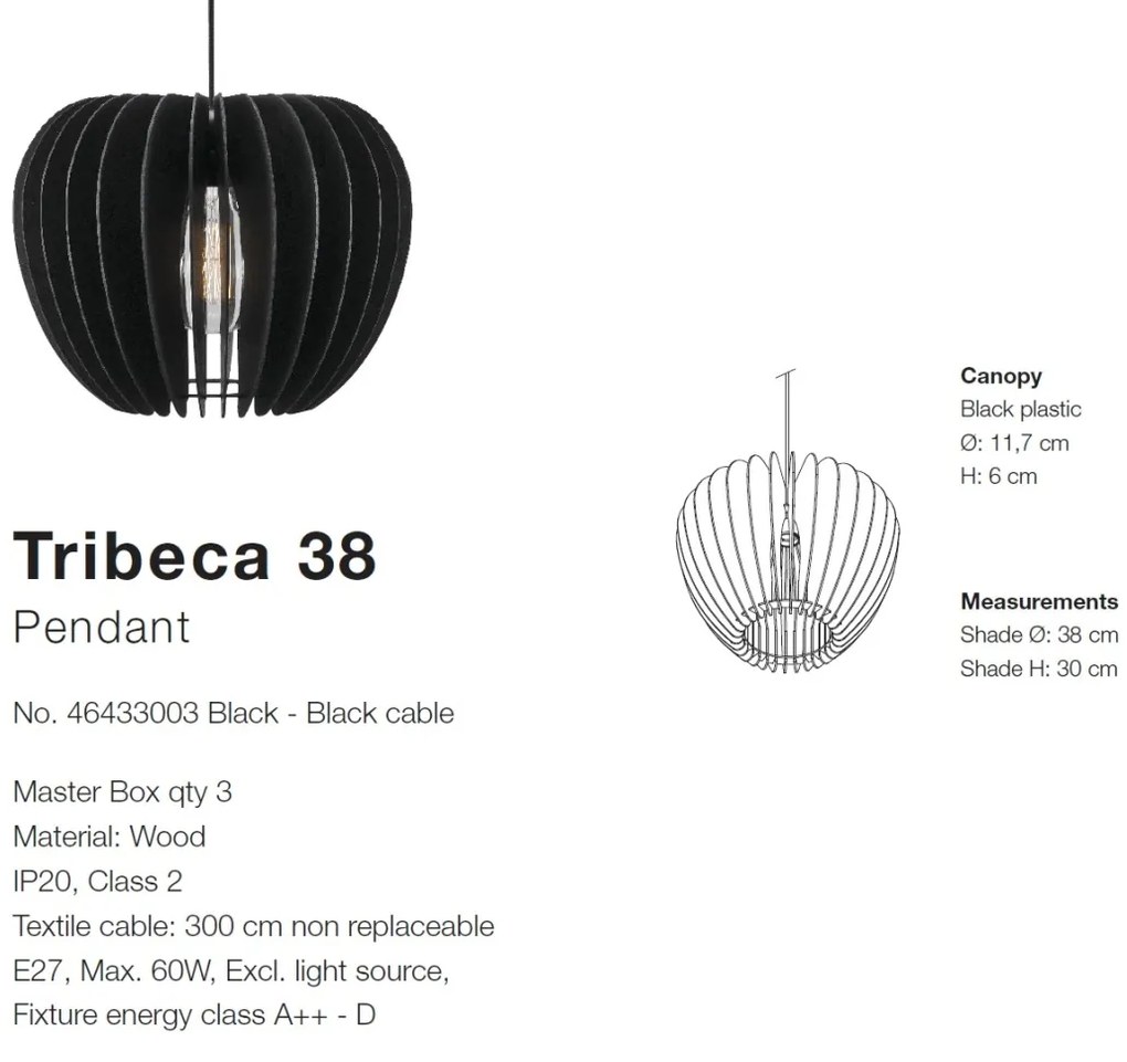 Lustra, Pendul lemn design nordic Tribeca 38 46433003 NL