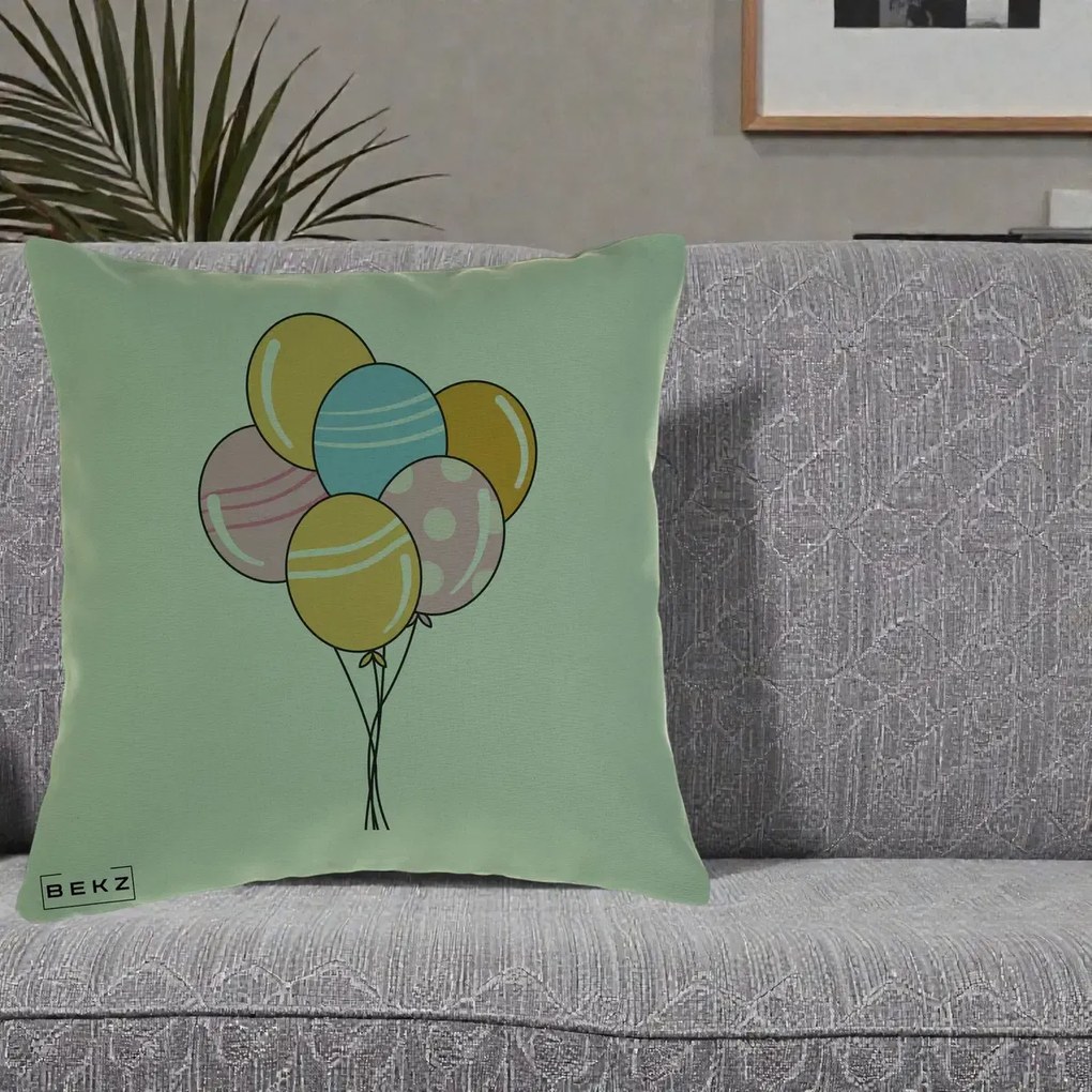 Perna Decorativa Baloane Petrecere, 40x40 cm, Verde, Husa Detasabila, Perna Inclusa, BEKZ®