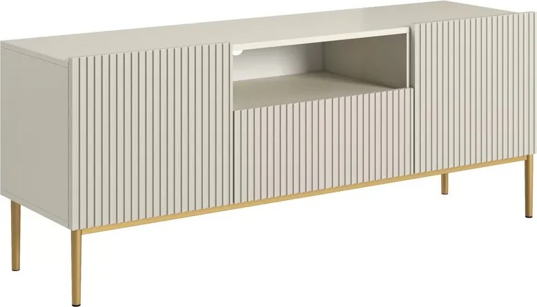 Comodă TV Nicole 150 cm cu sertar și nișă – cashmere / picioare aurii