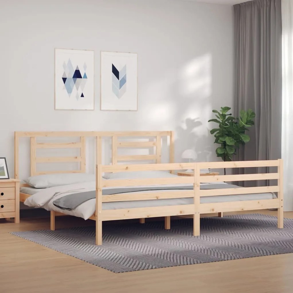 vidaXL Cadru pat cu tăblie 200x200 cm, lemn masiv de pin