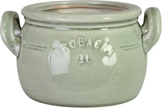 Ghiveci din ceramică glazurată manual 1L verde deschis jos, „Brobacka"