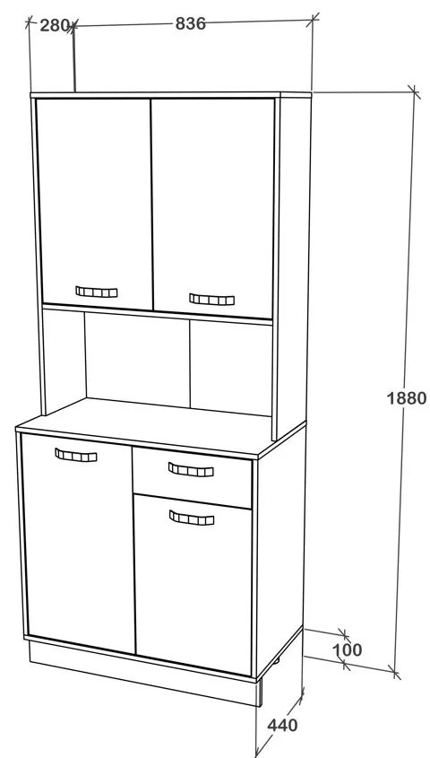 Bufet Oma, Alb, L 84 cm