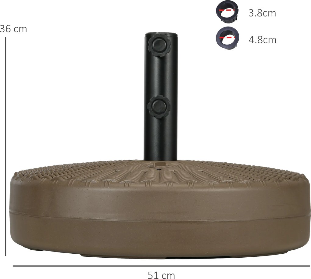 Outsunny Bază pentru Umbrelă cu Butoane Rotative Încorporate și Duză Laterală, Ø51x36 cm, Maro | Aosom Romania