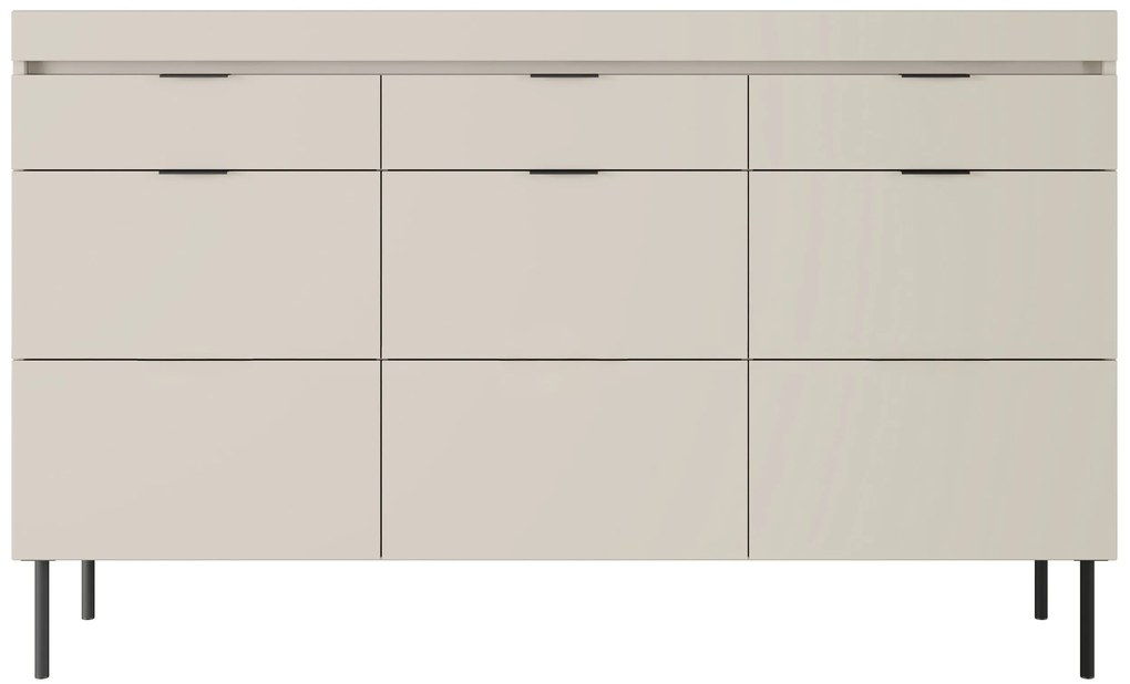 Comodă cu trei uși Sentia 157 cm cu trei sertare - cașmir / negru