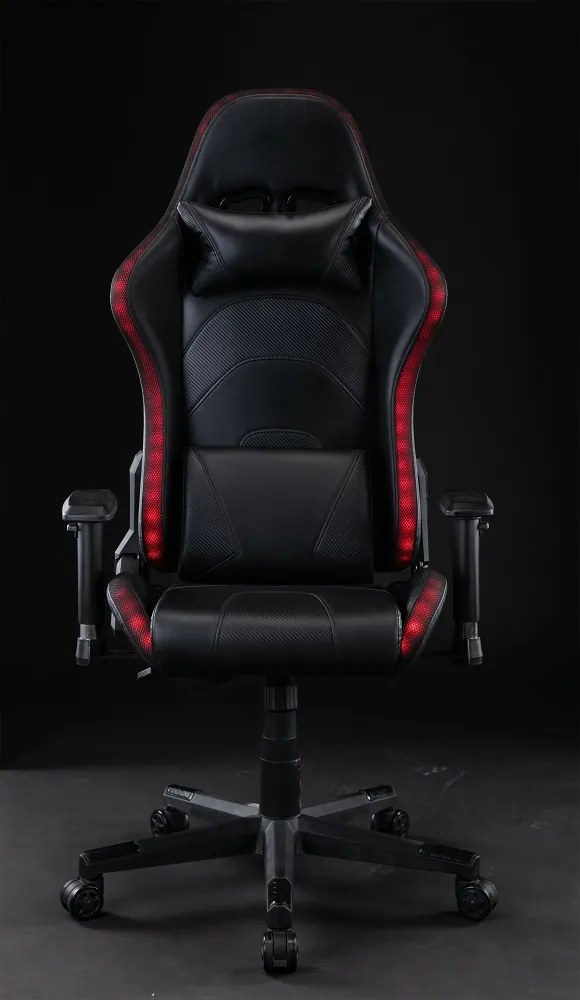 Scaun gaming cu sistem iluminare LED uri RGB, funcție șezlong, SIG 148, Negru