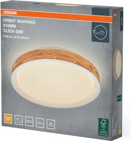 Osram - Lampă de tavan LED dimabilă MARIANO LED/36W/230V, Ø 51 cm, stejar/alb
