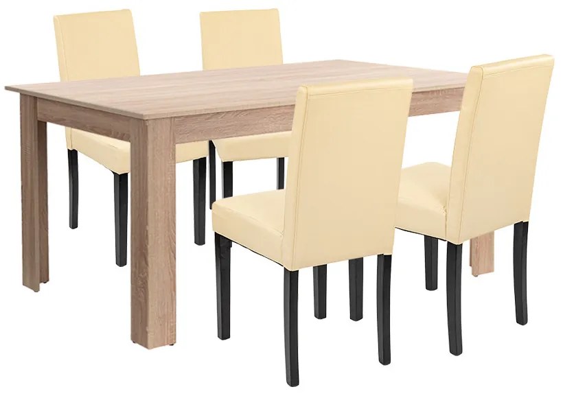 Set de masă Leon 4+1 stejar Sonoma-bej