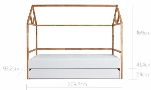 Pat copii casuta Lotta alb 90x200 cm