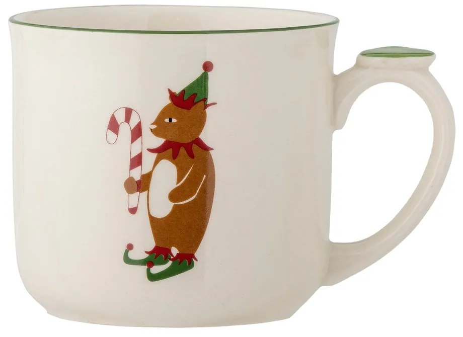 Cană crem cu filtru din gresie 300 ml cu model de Crăciun Valentin – Bloomingville