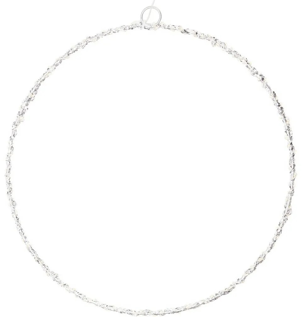 Decorațiune de Crăciun luminoasă Cerc, 30 cm,argintiu, LED alb cald, cu baterii