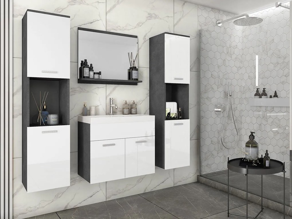 Set mobilier baie Florena XL (matera + alb lucios). Promo -17%. 1122167