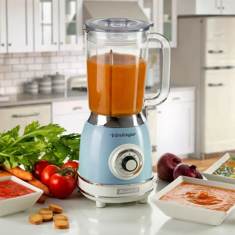 Blender Ariete VINTAGE 2.0 0583/05, 1000W, 1.5 L, 4 lame, 4 viteze + pulse, Zdrobire gheata, Albastru