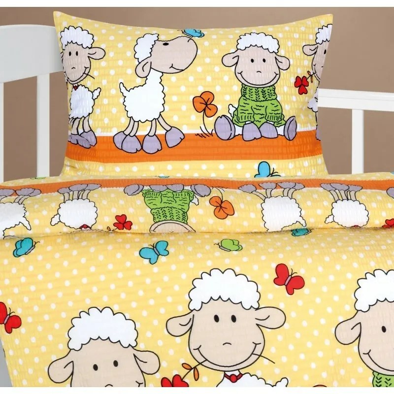 Bellatex Baby crepe lenjerie de pat Agata Sheepgalben 90 x 135 cm, 45 x 60 cm