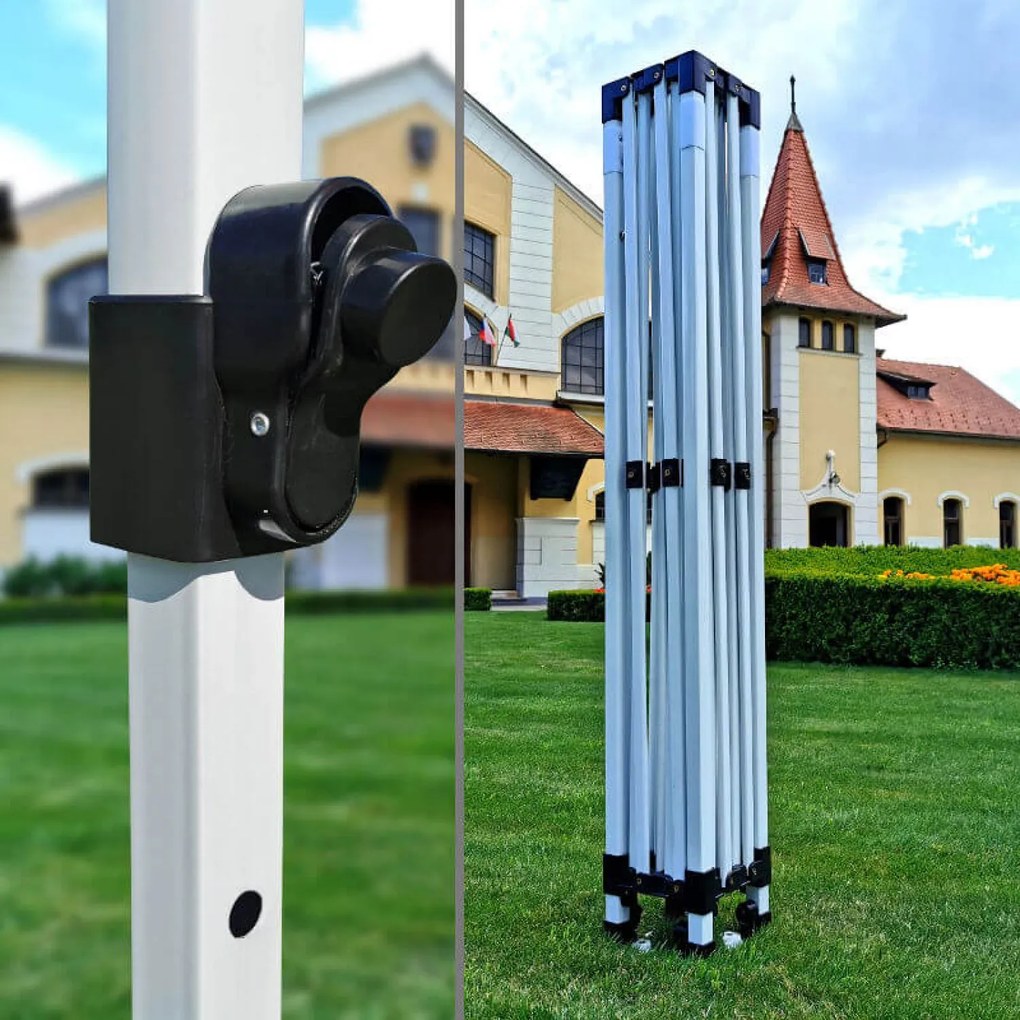 Cort pavilion pliabil 3x3m - cu 3 pereți - Negru