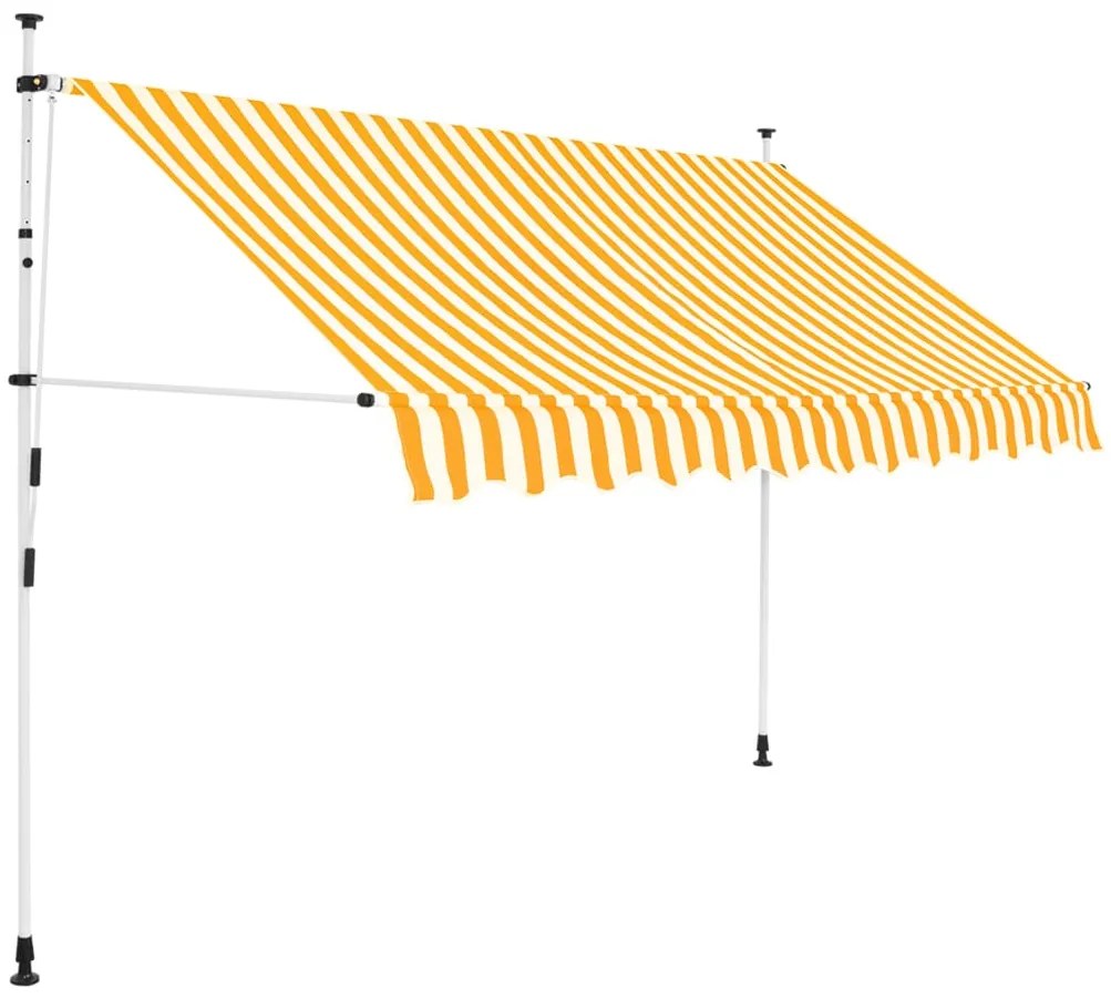 43234 vidaXL Copertină retractabilă manual, 300 cm, dungi galben și alb