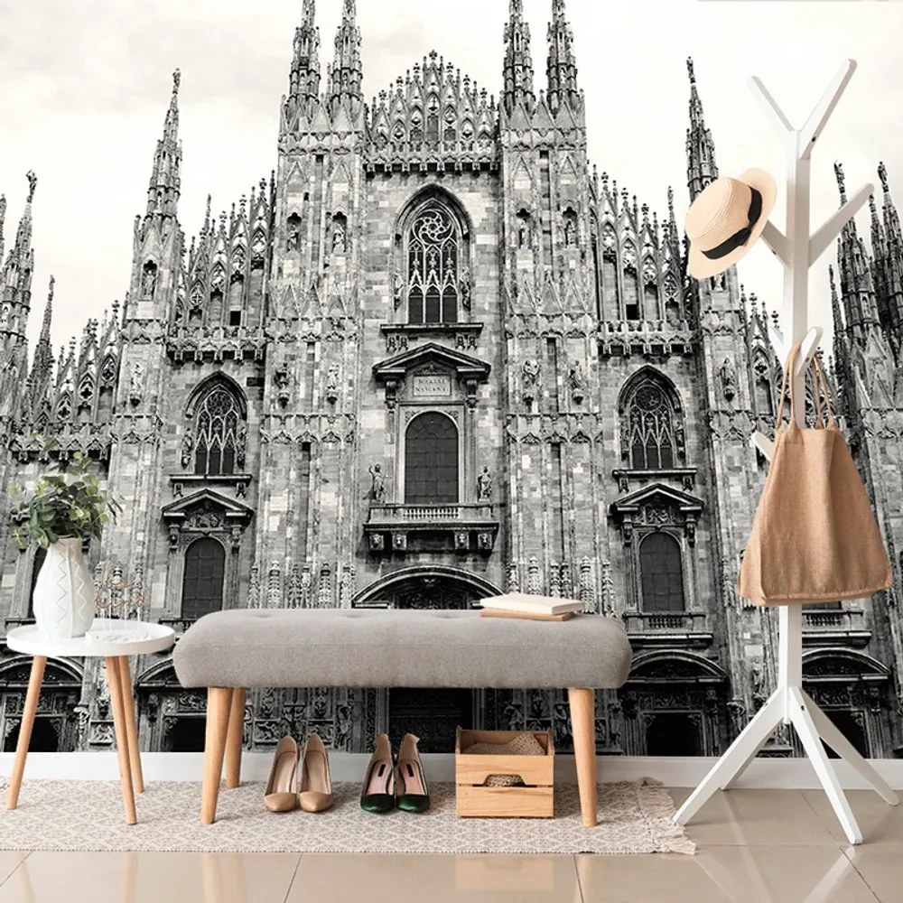Fototapet catedrala din Milano în alb-negru