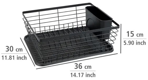 WENKO 54766100 - Scurgător pentru vase Black Outdoor Kitchen, 36 x 30 cm, negru/negru