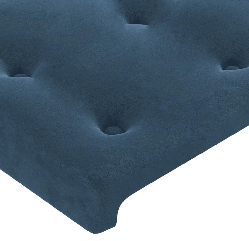 Cadru de pat cu tablie, albastru inchis, 140x190 cm, catifea Albastru inchis, 140 x 190 cm, Nasturi de tapiterie