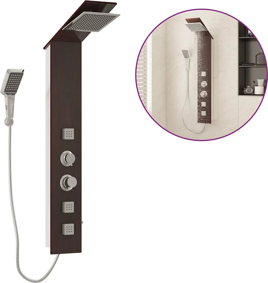 vidaXL Sistem de panou de duș, maro, sticlă