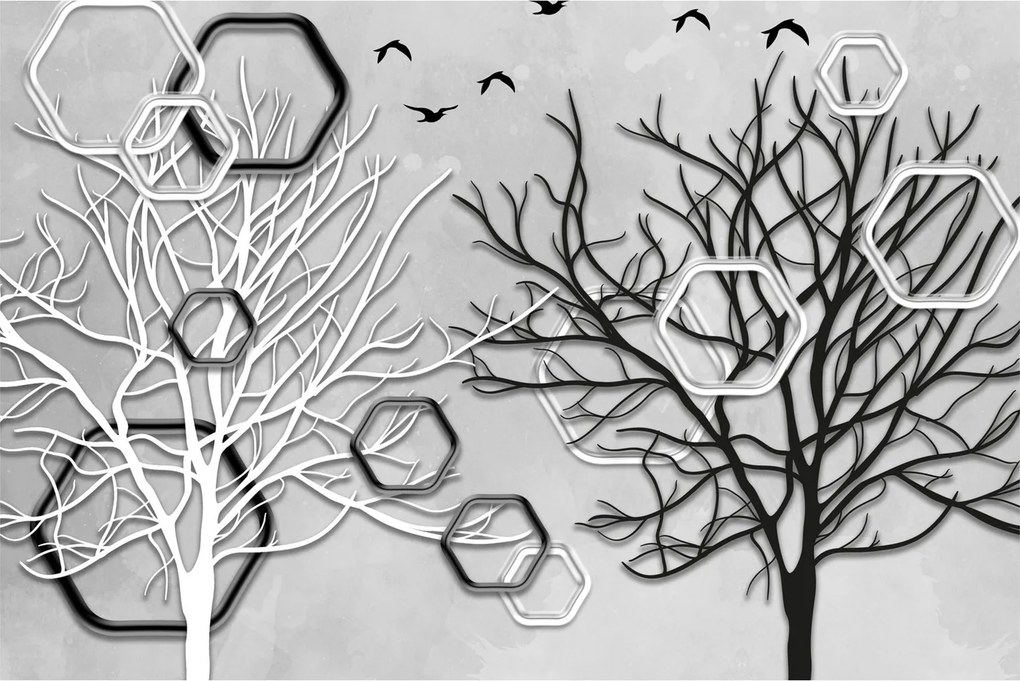 Tablou abstract cu pomi (90x60 cm)
