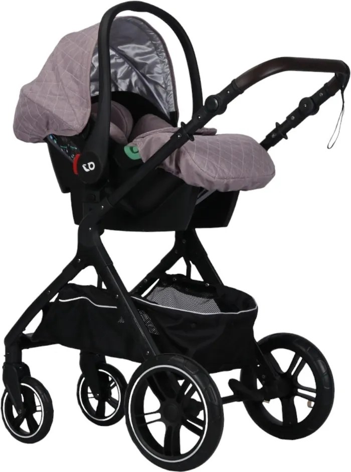 Carucior nou nascuti 3 in 1 NOVOKIDS™ X1000 series, Cu geanta bebe, Cadru Aluminiu, Amortizoare, Roti din cauciuc plin AVE, Landou, Scoica auto,