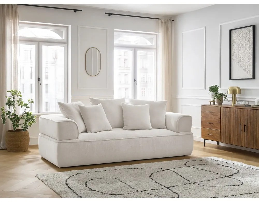 Canapea bej cu tapițerie din chenille 237 cm Whesley – Bobochic Paris