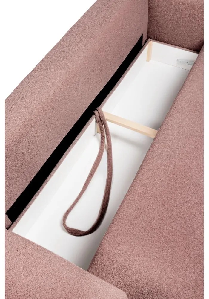Canapea roz-deschis extensibilă cu tapițerie din țesătură bouclé 247 cm Quinoa – Bonami Selection