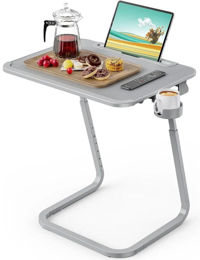 Masuta reglabila mic dejun cu suport tableta, gri