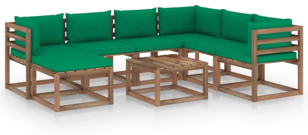 3067529 vidaXL Set mobilier de grădină cu perne verzi, 8 piese
