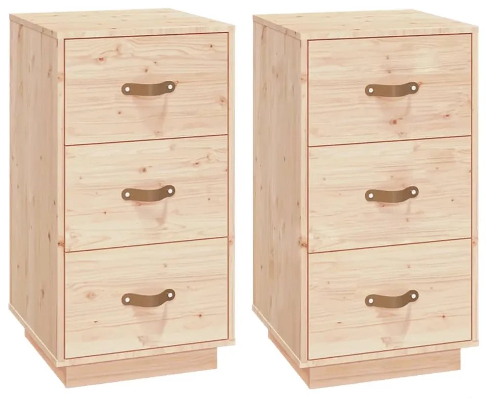 818336 vidaXL Noptiere, 2 buc., 40x40x75 cm, lemn masiv de pin