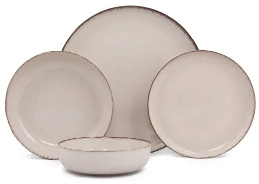 Set de veselă 24 piese, bej, din porțelan