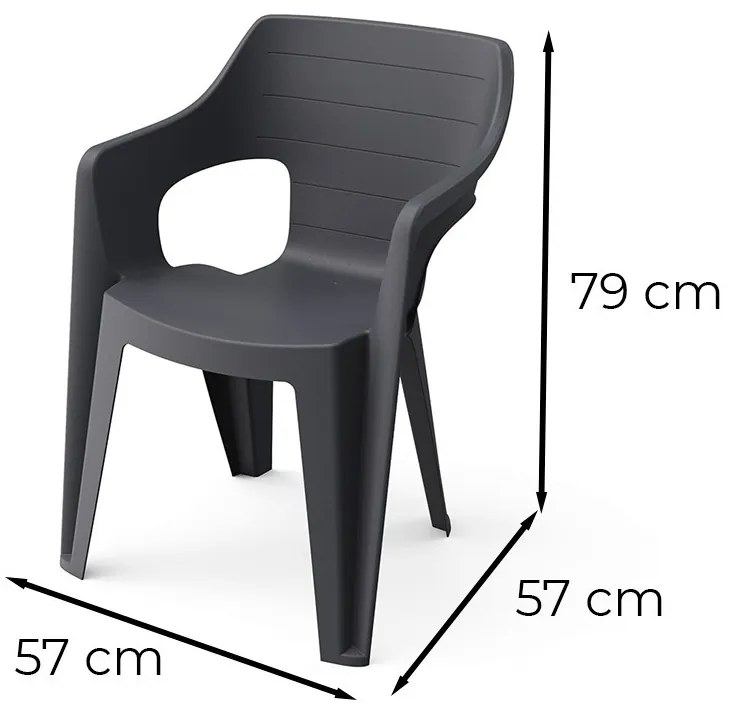 Scaun de grădină din plastic Bilboa Iowback cu cotiere, negru