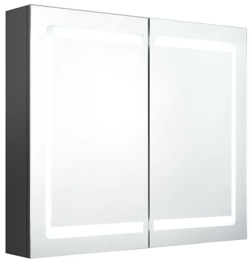 326513 vidaXL Dulap de baie cu oglindă și LED, gri, 80x12x68 cm