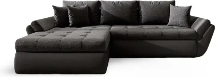 Colțar extensibil dumonde cu ladă de depozitare si sezut confortabil din spuma high-density, Loana Magma Black II 270x185 cm