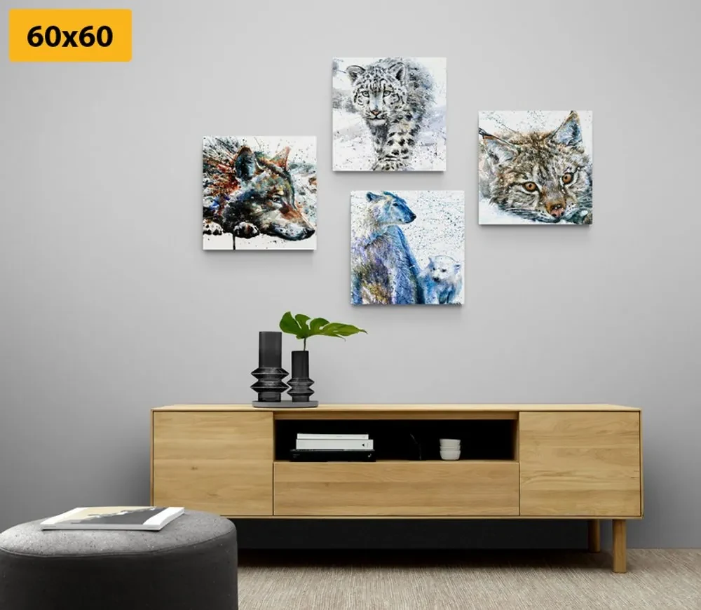 Set tablouri animale în design interesant de acuarelă