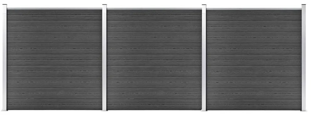 vidaXL Set de panouri de gard, negru, 526 x 186 cm, WPC