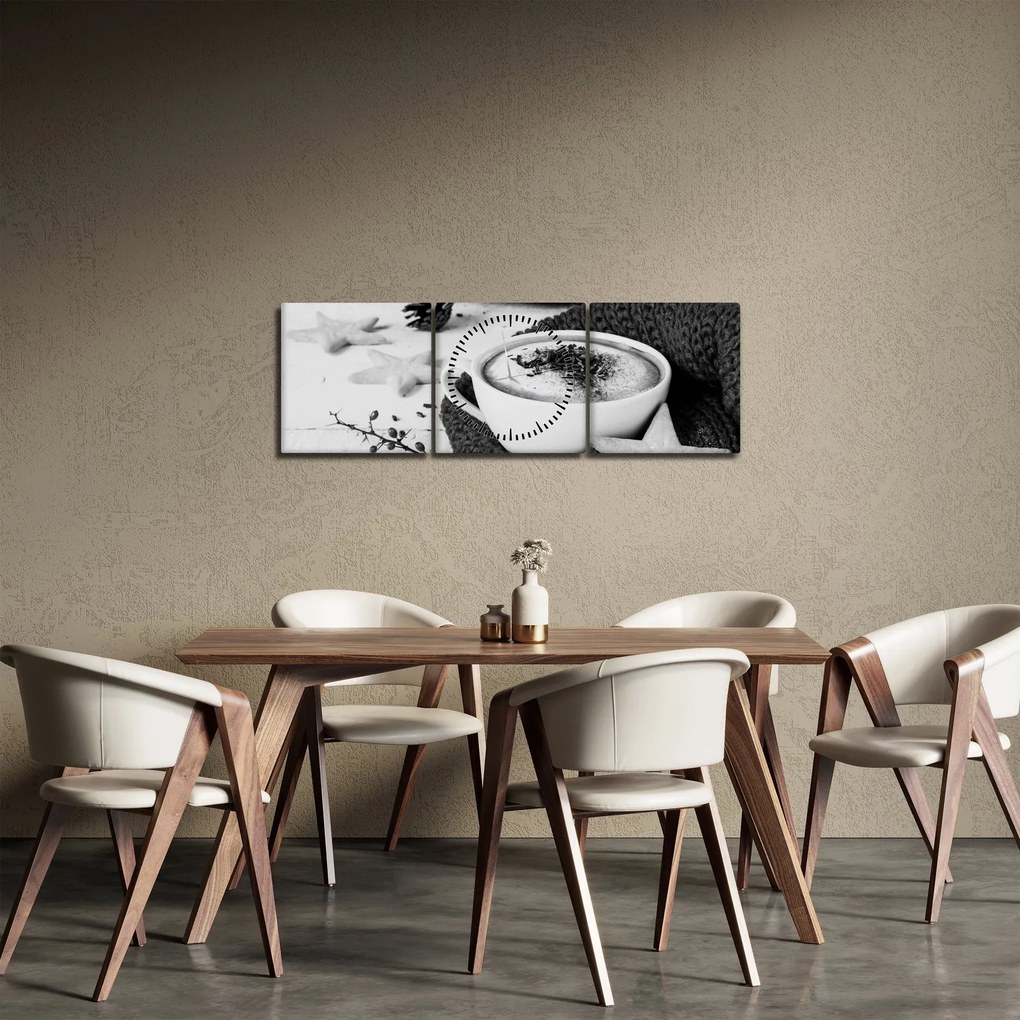 Tablou - Cappuccino de iarnă (cu ceas) (90x30 cm)