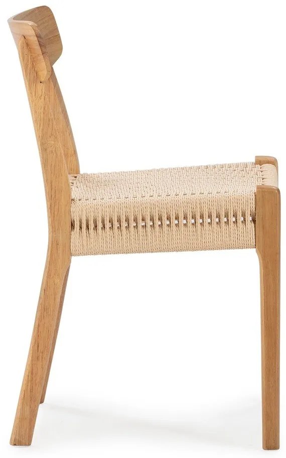 Scaune de dining în culoare naturală 2 buc. din lemn de arbore de cauciuc Biel – MOME