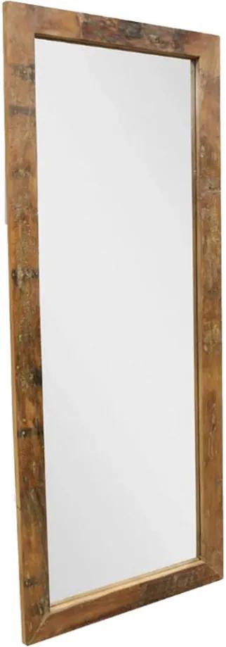 Oglinda dreptunghiulara maro din lemn de tec si sticla 70x180 cm Edgingto Raw Materials