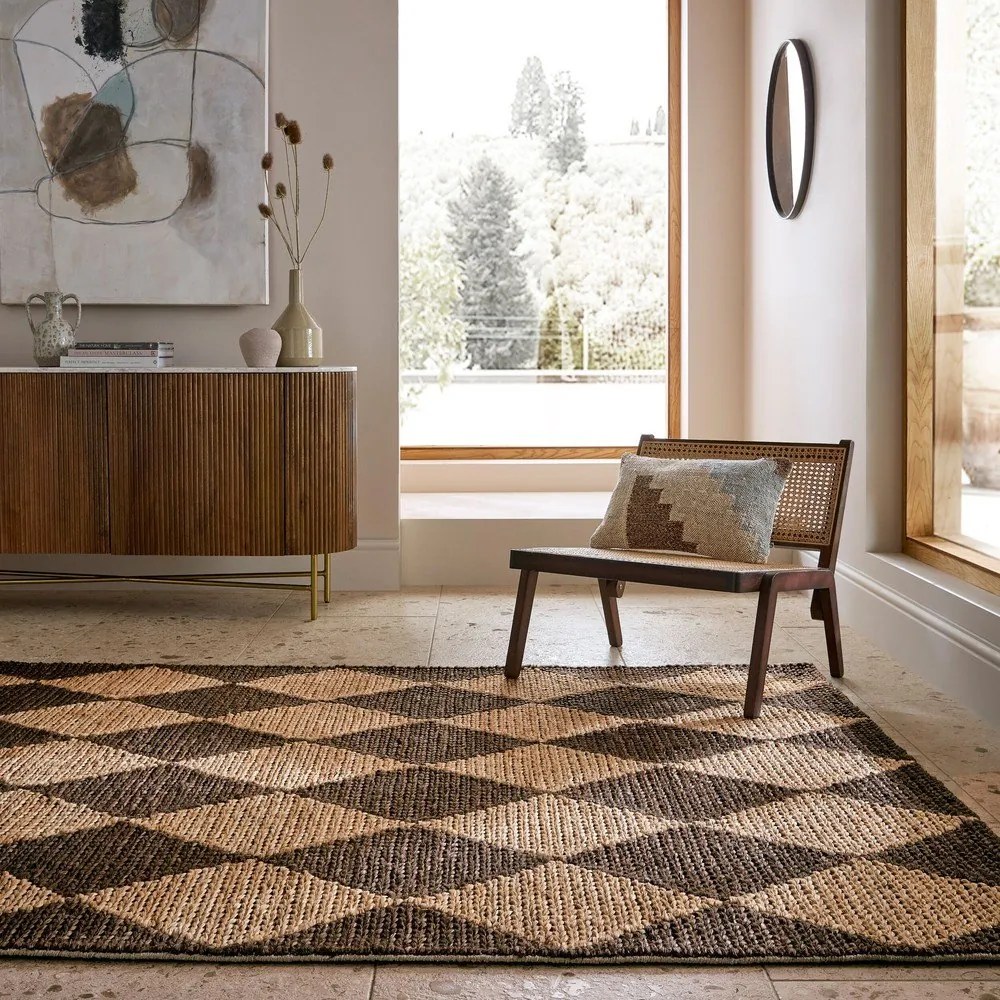 Covor maro/în culoare naturală țesut manual din amestec de iută 160x230 cm Effie Diamond – Flair Rugs